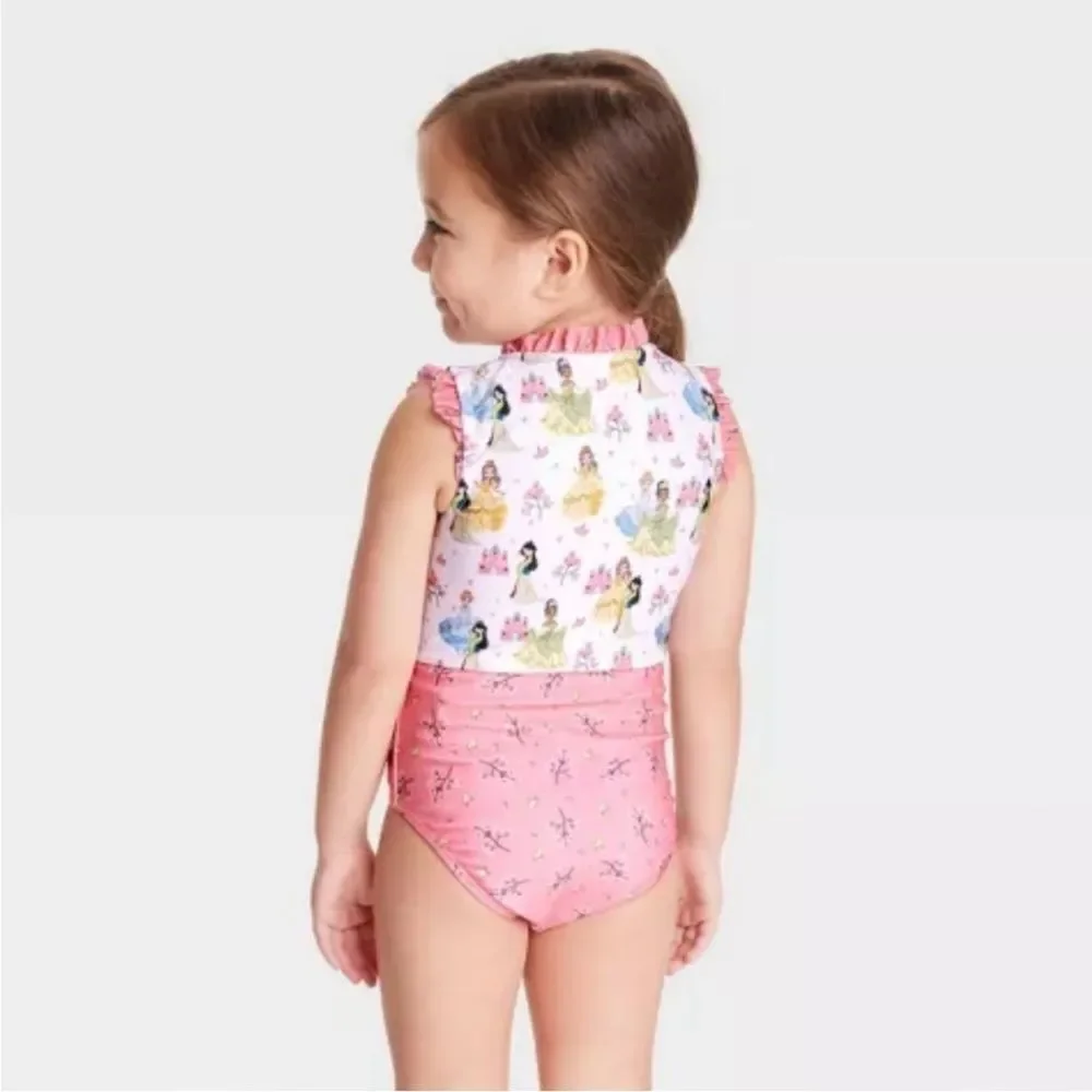 Toddler Girls Disney Princess One Piece Swimsuit Sz 12M- Pink